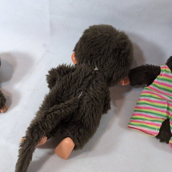Sekiguchi Monchhichi 3 Set Vintage Sleep Eyes Brown Monkey Plush Stuffed Toy Lot - Picture 8 of 15